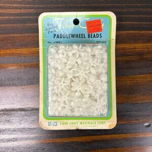 Vintage Hobby Lobby Jumbo Pack 150pc Fibre-Craft Corp White Paddlewheel Beads